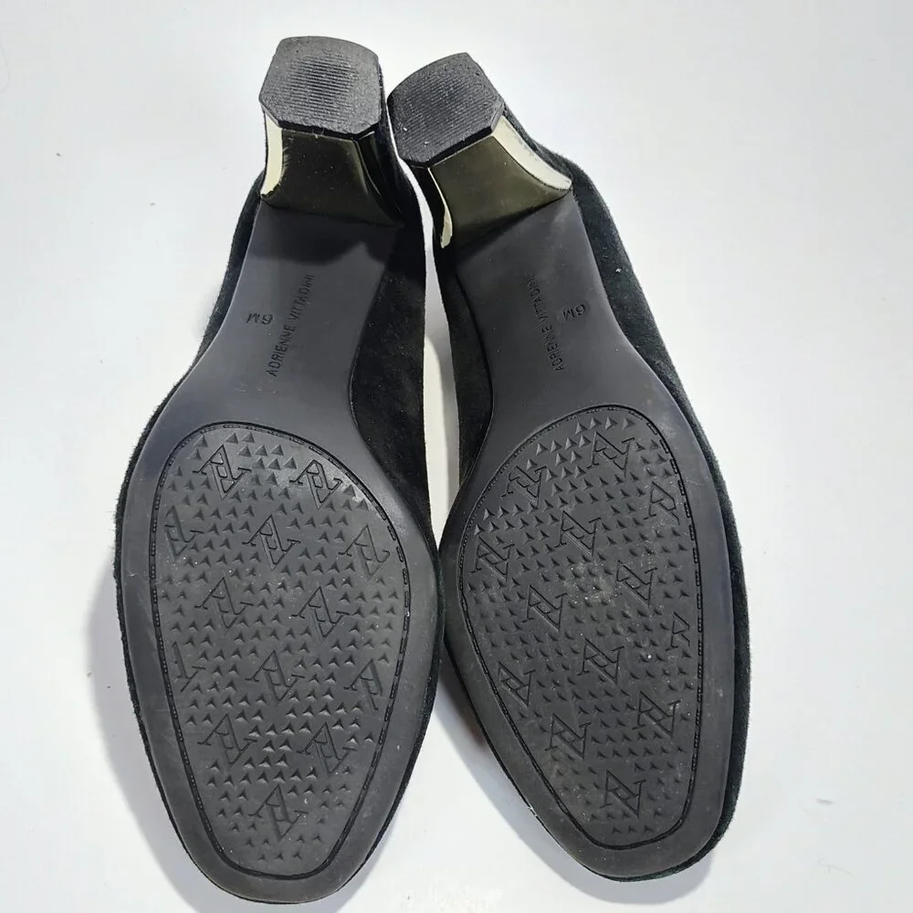 Adrienne Vittadini Women's Size 6M Black Suede‎ Penny Loafer Block Heels